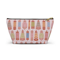 Stamped Leaves Accessory Pouch w T-bottom in Red